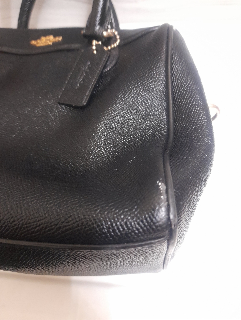 Coach Black Mini Bennett Pebble Leather Satchel Bag - Picture 11 of 13